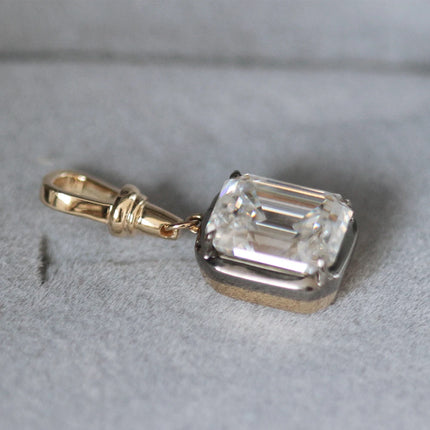 LETMEXC Moissanite Lab Grown Emerald Sapphire Ruby Gemstone Custom Pendant 10K Rose Gold Black Edge Classic Fashion Pendant