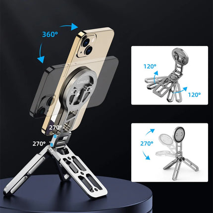 Foldable Magnetic Tablet Phone Holder Handle Phone Tripod Mount w Arca ColdShoe Desk Mount for iPhone 16/15/14/13 XIAOMI Magsafe