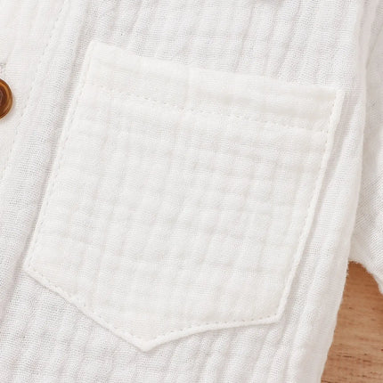 Cotton White Summer Lapel Short-Sleeved Shorts Fabric Skin Friendly Comfortable Loose Suitable For Outdoor Sports Outing Suit