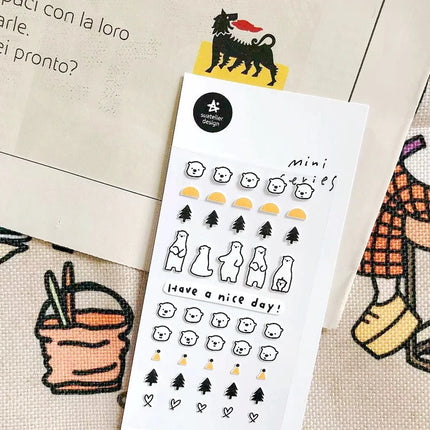Suatelier Mini Stickers Korean Cartoon Dinosaur Animal Scrapbooking DIY Nail Sticker Junk Journal Diary Decor Craft Supplies