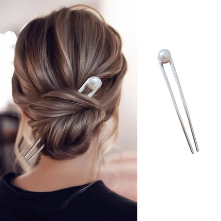 Simple Large U Shape Hair Clips Pins for Women Imitation Pearl Enamel Hair Sticks Bride Hair Styling Accessories Headwear Gift