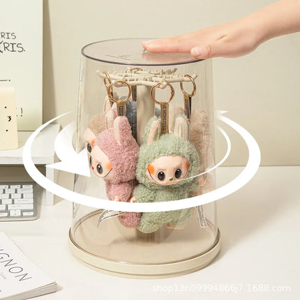 Labubu Plush Toy Display Box Transparent Rotating Doll Figurine Blind Box Display Stand Wholesale Dustproof Storage Box