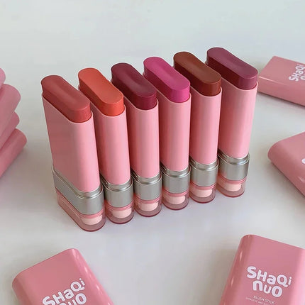 1pcs Multi Use Blush Cream Cushion Stick Natural Nude Makeup Lip Cheek Tint Portable Long Lasting Hydrating Cosmetic Makeup