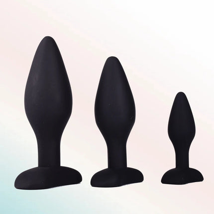 Anal Butt Plug Training Sets 3Pcs Silicone Sex Toys Anal Butt Plugs Trainer Kit Anal Sex Toys for Men Women Couple Beginners