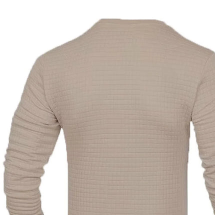 Men's coat fashion small check Waffle youth round neck jacquard check hoodie