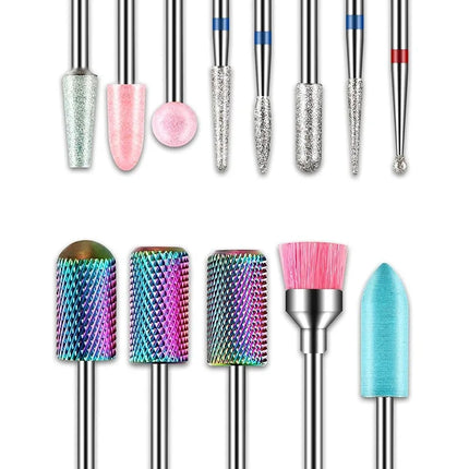 13PC Nail Polish Head Milling Cutter Set, Used for Nail Beauty Deburring Gel Dead Skin, Automatic Polishing Machine Accessories
