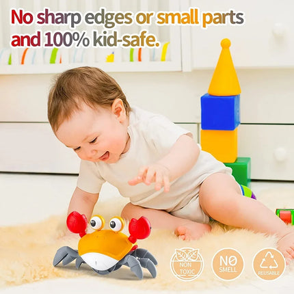 New Auto-sensing Escape Crab toy Children Crawling Avoiding Obstacles Electronic Pet With Music Baby Walking Toy Without battery
