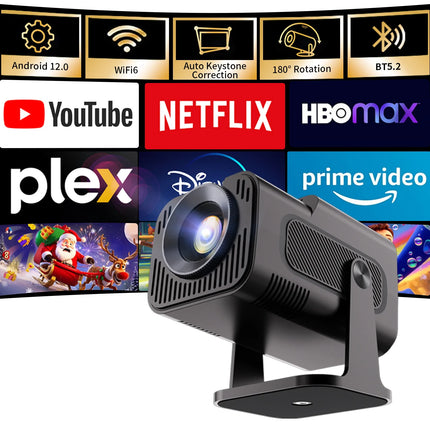 Projector, Newest Mini Portable Smart Home Theater Projector HY320, 4K HD Android Projector WiFi6 Bluetooth Auto Keystone Correc