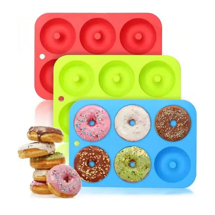 Heat Resistant Silicone Donut Mold for 6 Doughnuts Food Grade Silicone Bagels Pan for Baking Non Stick Mini Cupcake Mould