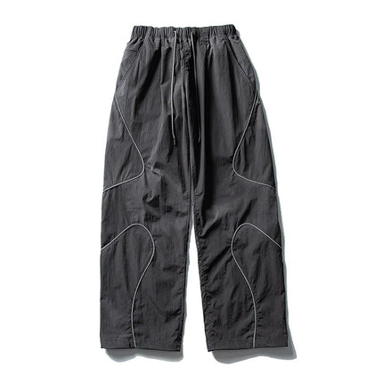 Men Outdoor Lightweight Functional Reflective Stripe Quick Dry Ultra Loose Casual Cargo Pants Women Oversize Baggy Pant Trouser
