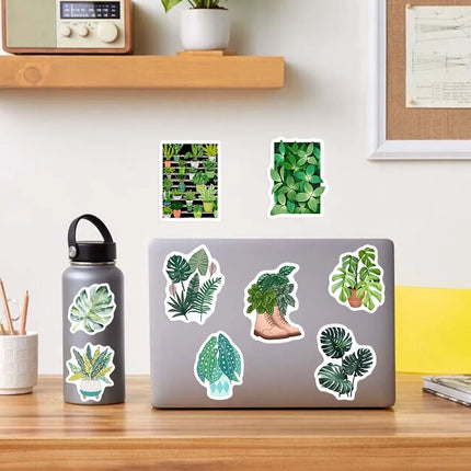 Cute Green Plant Stickers Leaf Pattern DIY Kids Toys Gift Decorative Decal for Scrapbook Journal Diary Laptop Luggage Waterproof