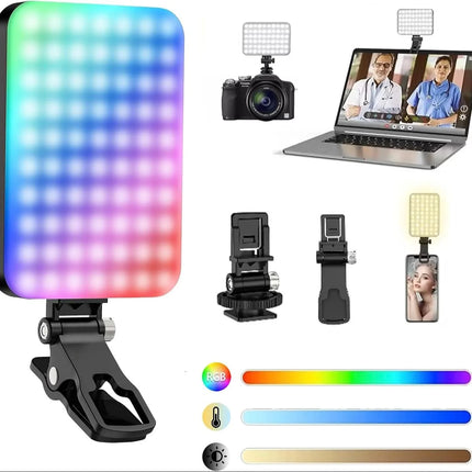 LED Video light, 2500K-6500K RGB selfie light, iPhone-CRI 97+, 2200mAh camera light, 3CCT/RGB 360° full color /20 lighting effec