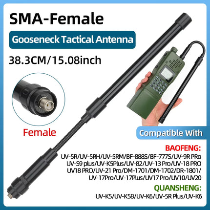 ABBREE CS Tactical Antenna SMA-Female Dual Band VHF UHF 144/430Mhz Foldable For Walkie Talkie Baofeng UV-21 UV-5R QuanSheng K5