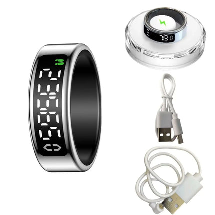 Smart Ring with Display Screen Touch Charging Fitness Tracker Heart Rate Blood Oxygen Monitor Sleep Tracker Wearable Technology