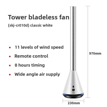 2025 NewHousehold Bladeless Fan Mute Energy-Saving Remote Control Wide-Angle Air Supply Adjustment Safety Anti-Pinch Hand Office
