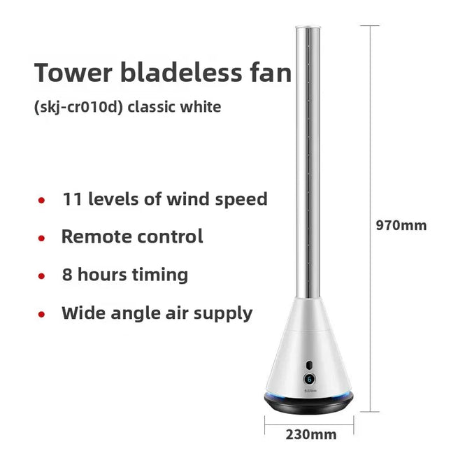 2025 New Household Bladeless Fan Mute Energy-Saving Remote Control Wide-Angle Air Supply Adjustment Safety Anti-Pinch Hand Office