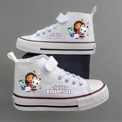 New Gabby's Dollhouse Children's Shoes Student High Top Canvas shoes Girls Anti-slip Outdoor Shoes Kids Sport Shoes