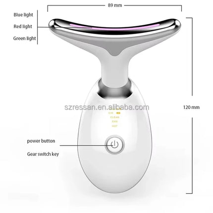 3 in 1 Microcurrent Neck Massager Facial Lift Tighten Face Contour and Smooth Lines Device 3 Color LED Light Beauty Instrument