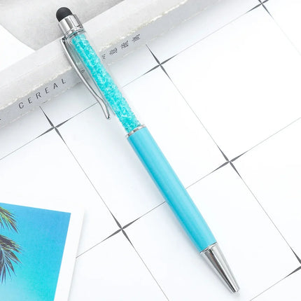50pcs/Lot Crystal Metal Ballpoint Pen Fashion Creative Stylus Touch for Writing Stationery Office School Gift Free Custom Logo