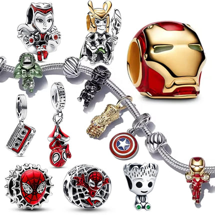 Charms 925 Sterling Silver Marvel Anime Avengers Lron Man Hot Series Fit Original Bracelet Womens Pendant Beads Jewelry Hot Gift