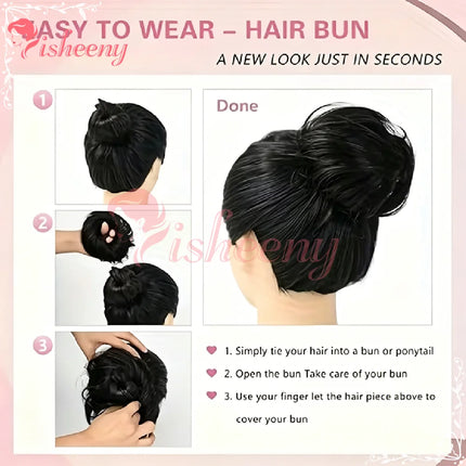 100% Human Hair Volumizing Bun Hairpiece, 10cm/4 Inch Elastic Scrunchie, Instant Fullness, Natural Finish, Assorted Colors