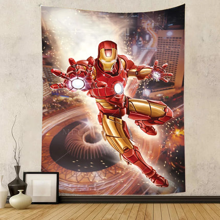 Iron Man Red Flash Backdrop for Birthday Party Decor Hero Marvel Superhero Background for Baby Shower Party Cake Table Supplies