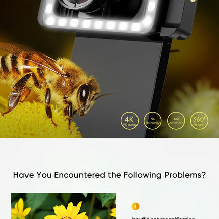 Apexel Macro Lens 4K HD Portable Micro Lens With LED Fill Light Phone Photography Lente Attachment Vlog Video Recording