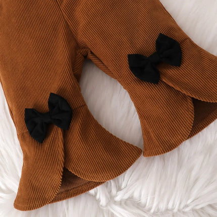 0-2-year-old newborn baby girls autumn and winter brown long-sleeved cardigan lapel jacket bow pants fashion suit