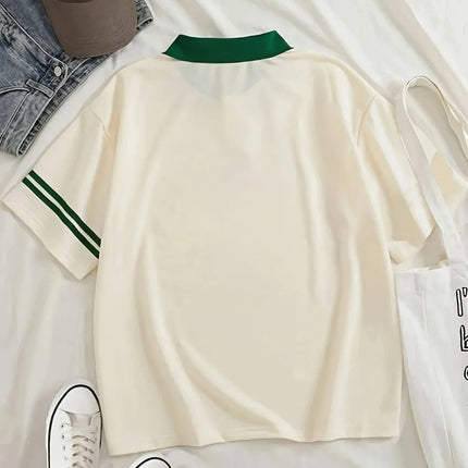 European and American men's summer sports training simple letter print comfortable breathable polo shirt outdoor casual top