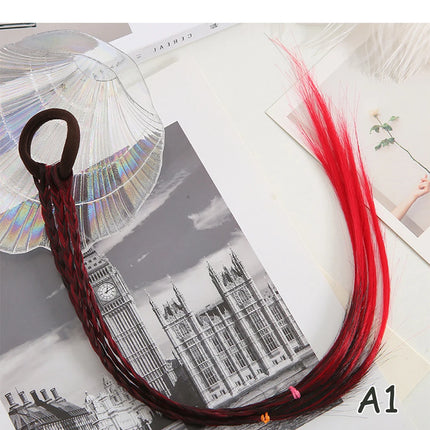 AZQUEEN Synthetic Colored Long Braided Ponytail Extensions With Elastic Band Rainbow Braid Pony Tail Hairpiece For Girl Kids
