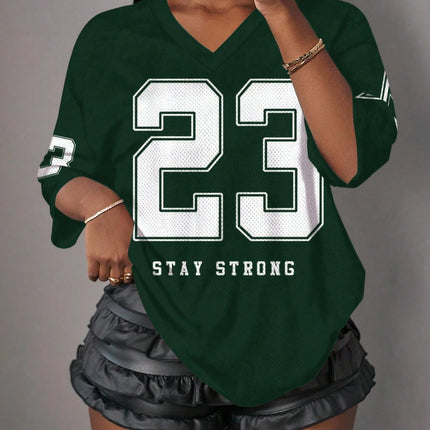  Casual Minimalist Letter NO.23 Graphic T-Shirt For Women Summer Sports Jersey Suitable For Basketball Games Y2k Ladies Clothes