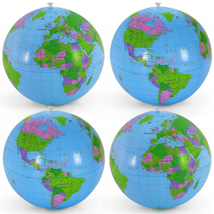1/2/4 PCS Inflatable Globe Blow up World Globe Summer Outdoor PVC Beach Ball for Kids School Classroom Geography Party
