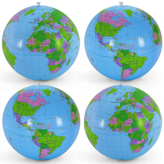 1/2/4 PCS Inflatable Globe Blow up World Globe Summer Outdoor PVC Beach Ball for Kids School Classroom Geography Party