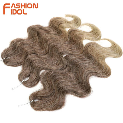BELLA 24 inch Body Wave Crochet Hair 3PCS Synthetic Hair Braids Fake Hair Ombre Blonde Brown Natural Braiding Hair Extensions