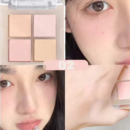 Four Color Peach Cream Blush Palette Nude Apricot Cheek Contour Brightening Makeup Blusher Rouge Cheek Tint for Cosmetics
