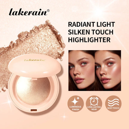 Lakerain Silken Touch Highlight Powder Smooth Texture Luminous Finish Long Lasting Makeup Waterproof Baked Highlighter Powder