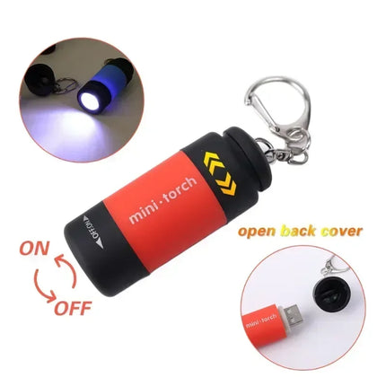 Mini Keychain Lamp Pocket USB Rechargeable LED Strong light Multifunctional Light Flashlight Waterproof Outdoor Hiking Camping