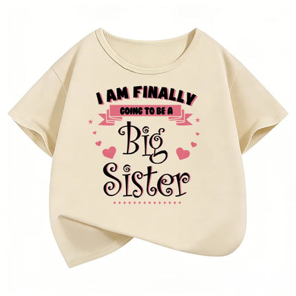 Big Sister with Love Heart Letter Printed T Shirts Kids Children's T-shirt Girls Summer Spring Casual Top Tee Shirt