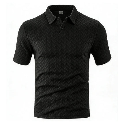 Men Textured Jacquard Polo Shirt Short Sleeve Loose Fit Versatile Daily Street Vacation Leisure Summer Casual Tops