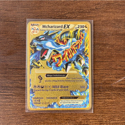 Charizard Theme Metal Collectible Cards Arceus Mewtwo.Super Lehiram ，6Pcs Gold Foil Fan Art Trading Cards Collection Toy Gift