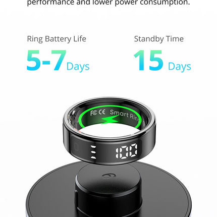 New COLMI R12 Smart Ring, Wireless Charging, Display and Touch, Health Manager, Multi Sports Modes For Men Women, Gold, Silver