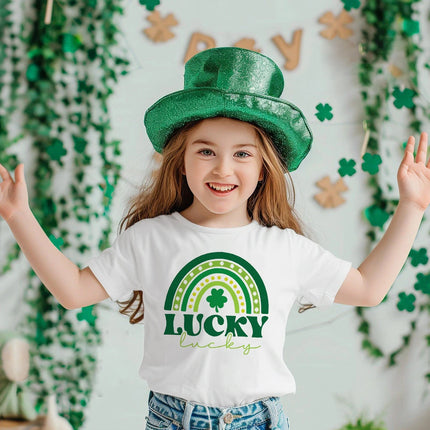 Rainbow Lucky Print Kids Shirts St. Patrick's Day Party Boys Girls Outfit T-shirt Holiday Child Short Sleeve Tops Toddler T Shirt