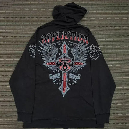 Woman Hoodie Y2K Cyber Grunge Emo Zip Up Sweatshirts Vintage Graphics Print Kpop Aesthetic Gothic Clothes Clothes for Women