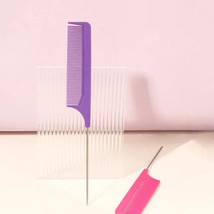 1 Professional pointed tail comb hair salon stainless steel comb anti-static dyeing comb styling tool Special for real hair wigs