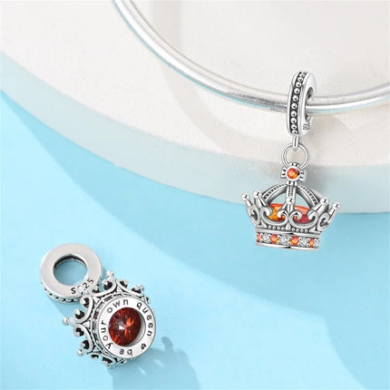 Crown Charms Skull Bead Original 925 Sterling Silver Inlaid Zirconium Pendants Fit Bracelet Necklace Jewelry Lover Gift