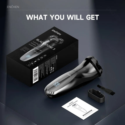 ENCHEN Blackstone3 Electric Rotary 3D Shaver 100% Waterproof  With POP-UP Precision Trimmer And Type-C Quick Charging