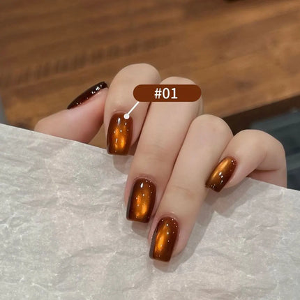 MIANEL 10ML Fiery Sunset Glass Beads Cat Eye Gel Nail Polish Winter Hot style Cat Magnetic Gel Nail Salon Black Nails 1-10pcs