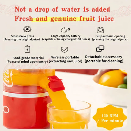 CoCa Cola Portable USB Personal Mini Juicer Cup Multifunctional Electric Travel Juicer Cup Detachable Kitchen Blender
