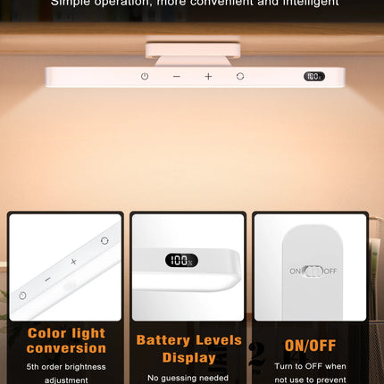 WILLED 5W Remote Touch Table Lamp Magnetic Desk Lamp 2500mAh Rechargeable Battery for Reading Cabinet Mirror Bedside Night Light