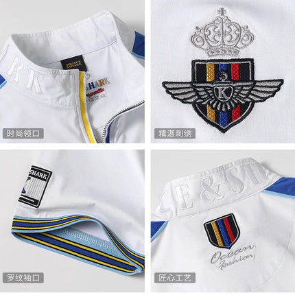 Summer New Stetch Men's Short Polo Shirt Bruce&Shark Casual Thin Straight White Man Top Breathable Skin-friendly Lapel Polo Big